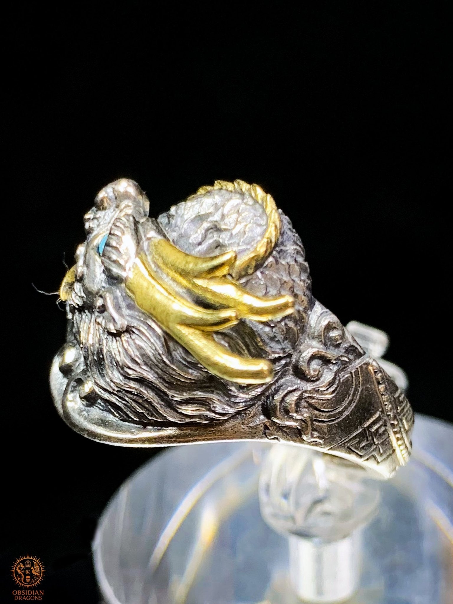 Bague Dragon - pulao - argent 925 - Protection Feng Shui | obsidian dragons