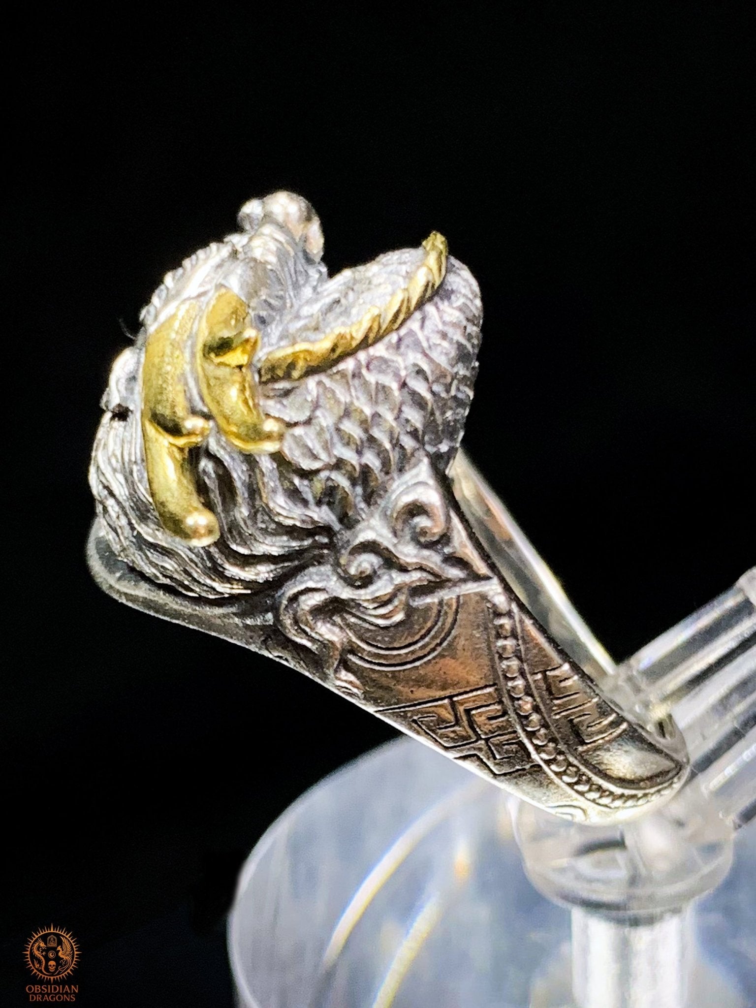 Bague Dragon - pulao - argent 925 - Protection Feng Shui | obsidian dragons