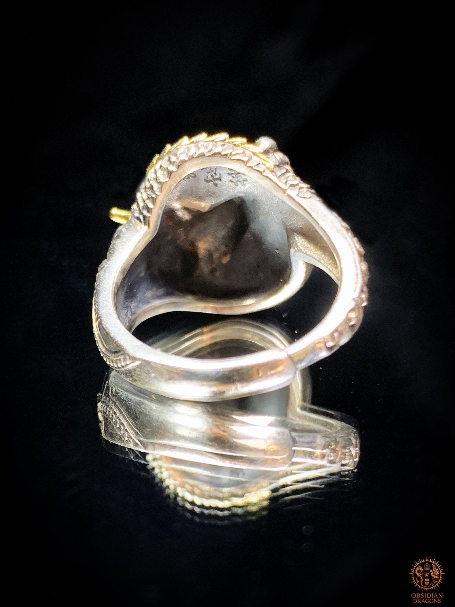 Bague Dragon - pulao - argent 925 - Protection Feng Shui - obsidian dragons