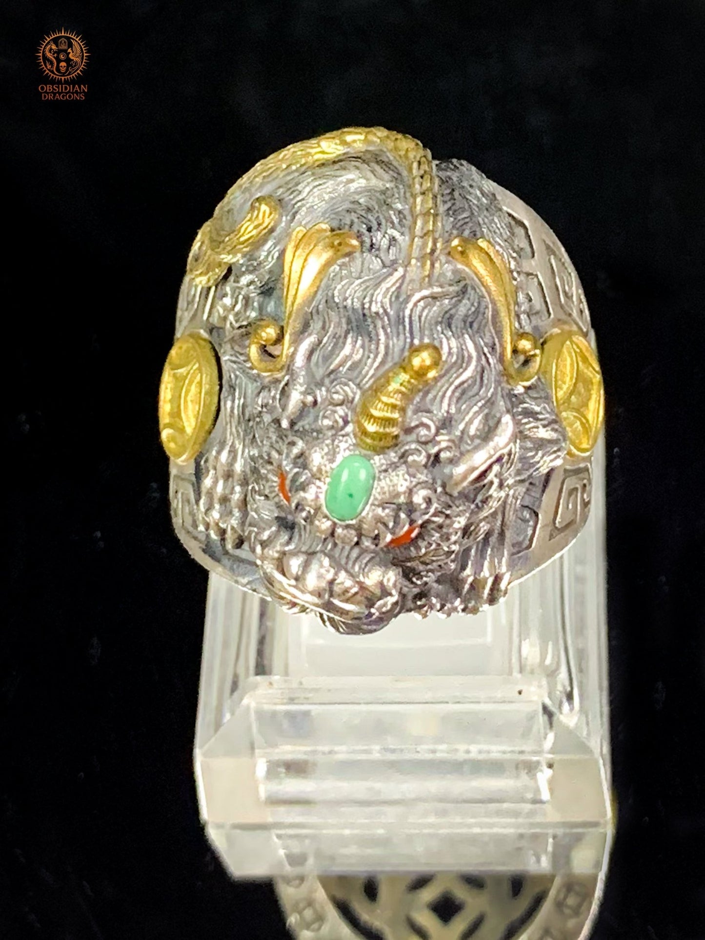 Bague Pixiu en Argent 925 - Talisman Protecteur Feng Shui | obsidian dragons