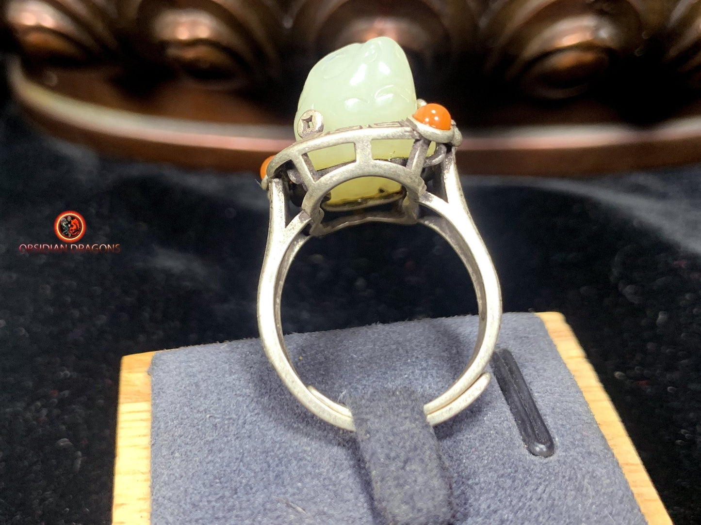 Bague Pixiu en Jade et Argent - Protection Feng Shui | obsidian dragons