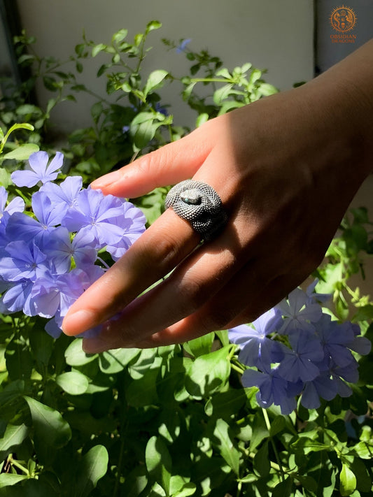 Bague Serpent en Argent 925 – Yeux en Turquoise Naturelle | obsidian dragons