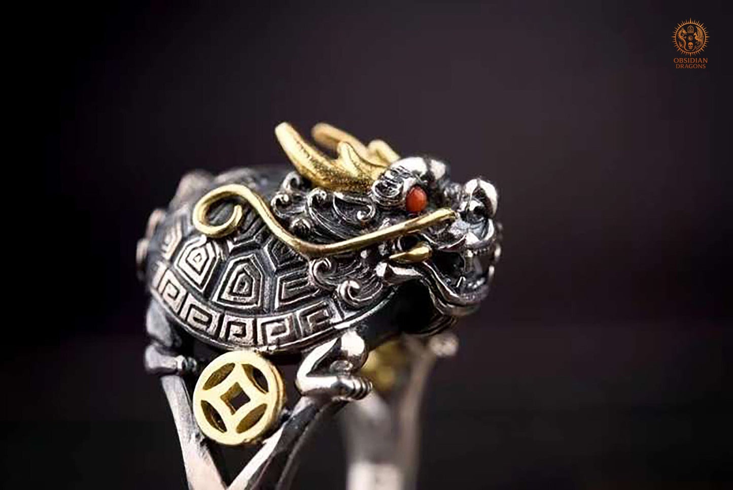Bague dragon Bixi- protection et stabilité | obsidian dragons