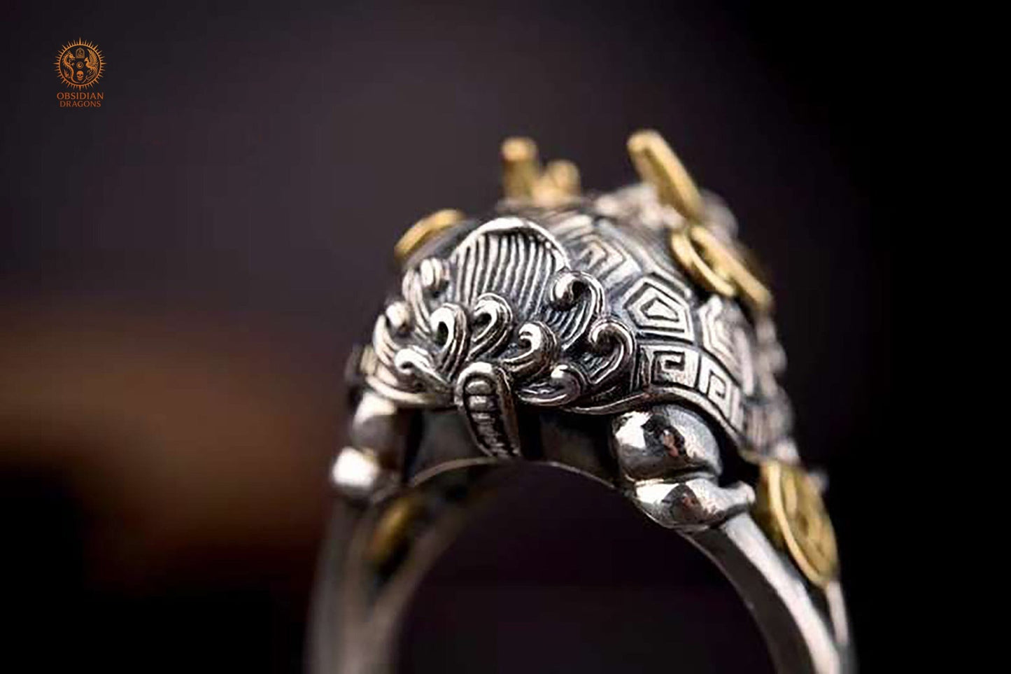 Bague dragon Bixi- protection et stabilité | obsidian dragons