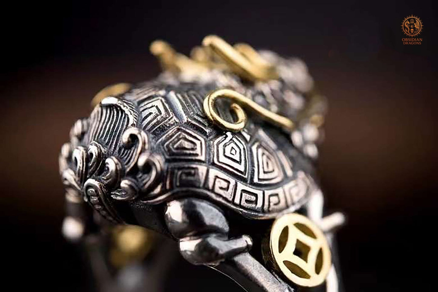 Bague dragon Bixi- protection et stabilité | obsidian dragons