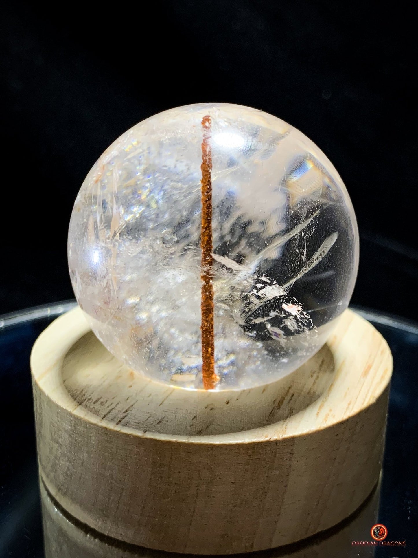 Boule de Cristal de Roche - Inclusion Unique de Tourmaline | obsidian dragons