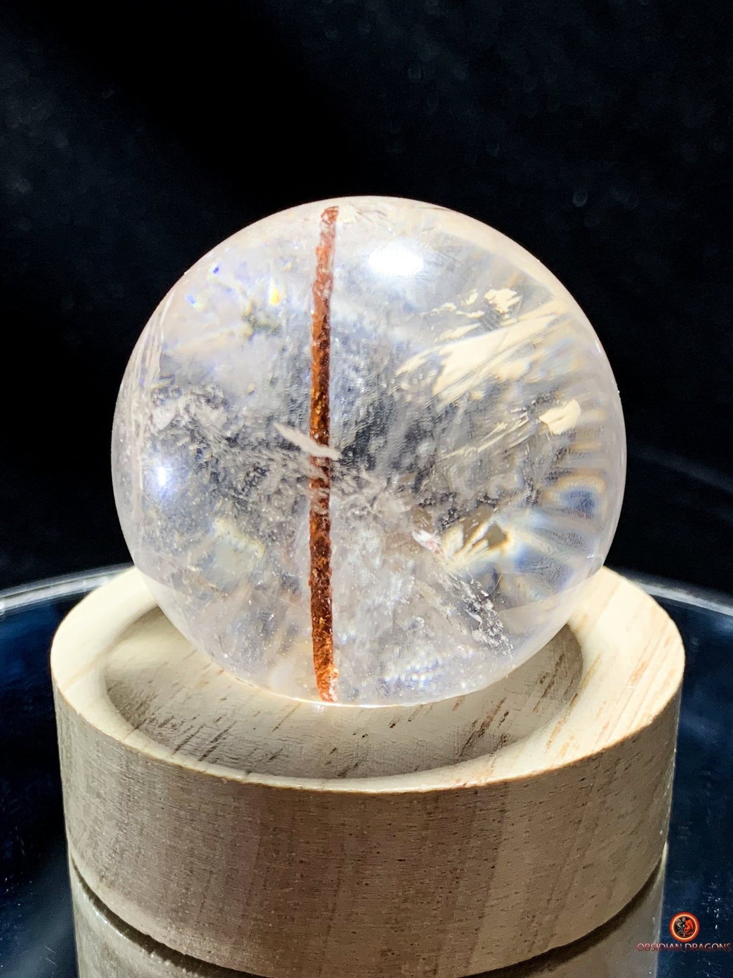Boule de Cristal de Roche - Inclusion Unique de Tourmaline | obsidian dragons