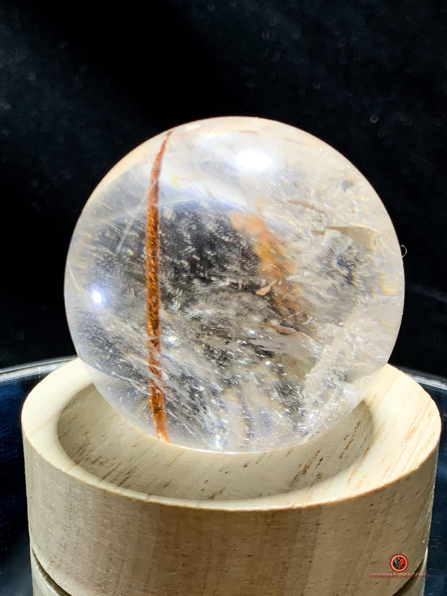 Boule de Cristal de Roche - Inclusion Unique de Tourmaline | obsidian dragons