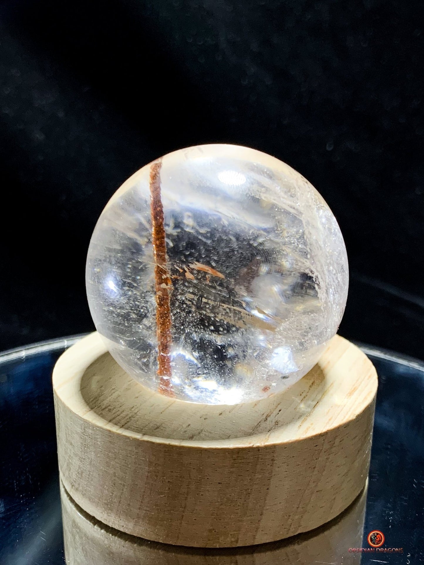 Boule de Cristal de Roche - Inclusion Unique de Tourmaline | obsidian dragons