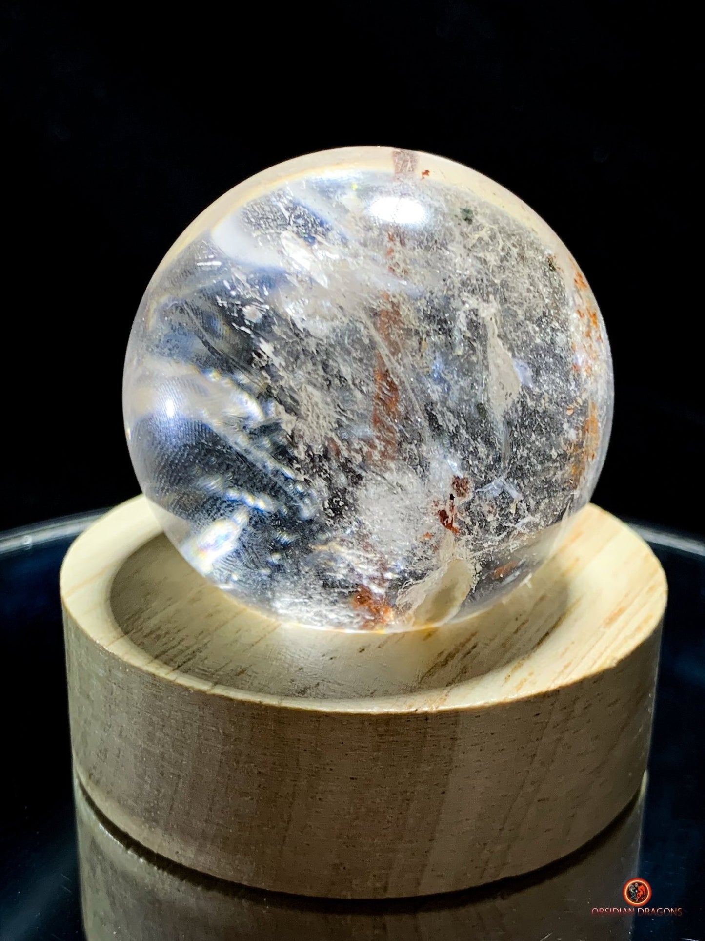 Boule de Cristal de Roche - Inclusion Unique de Tourmaline | obsidian dragons