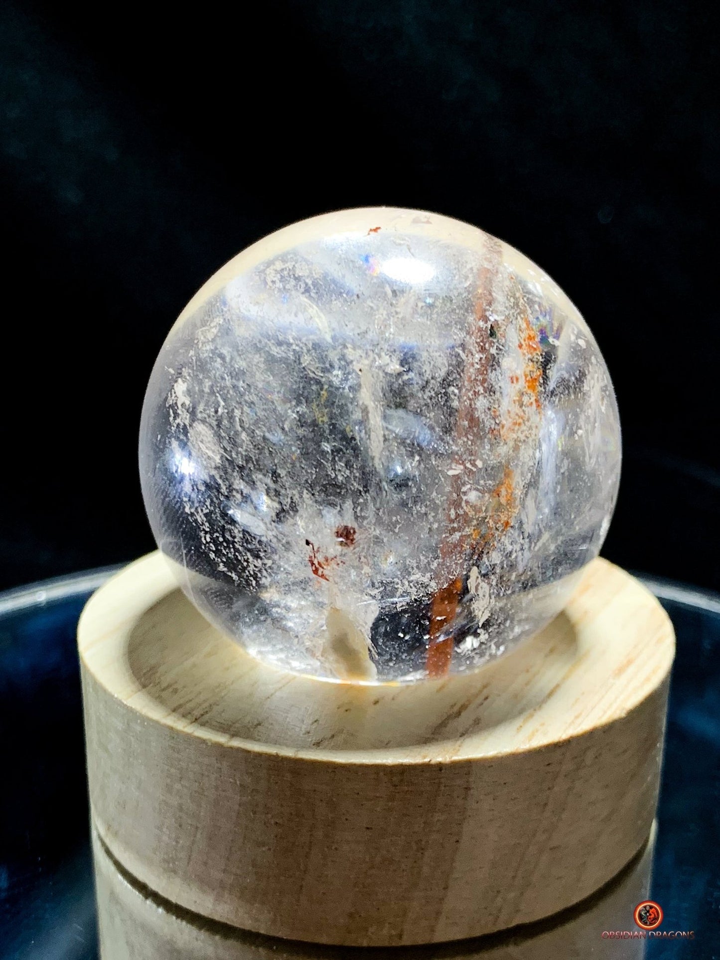 Boule de Cristal de Roche - Inclusion Unique de Tourmaline | obsidian dragons