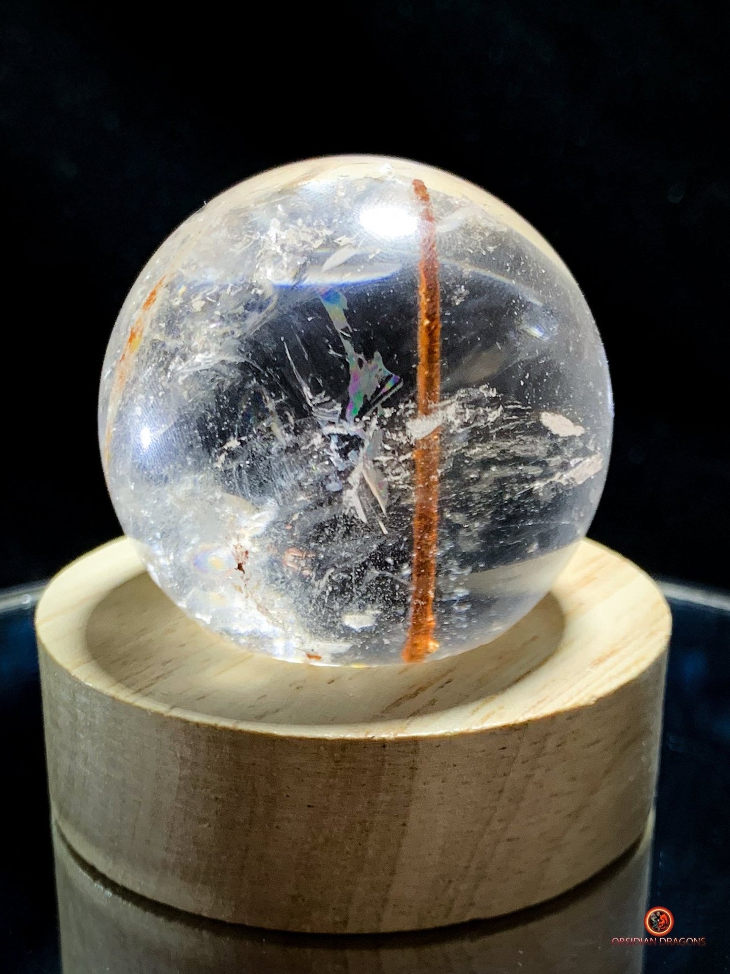 Boule de Cristal de Roche - Inclusion Unique de Tourmaline | obsidian dragons