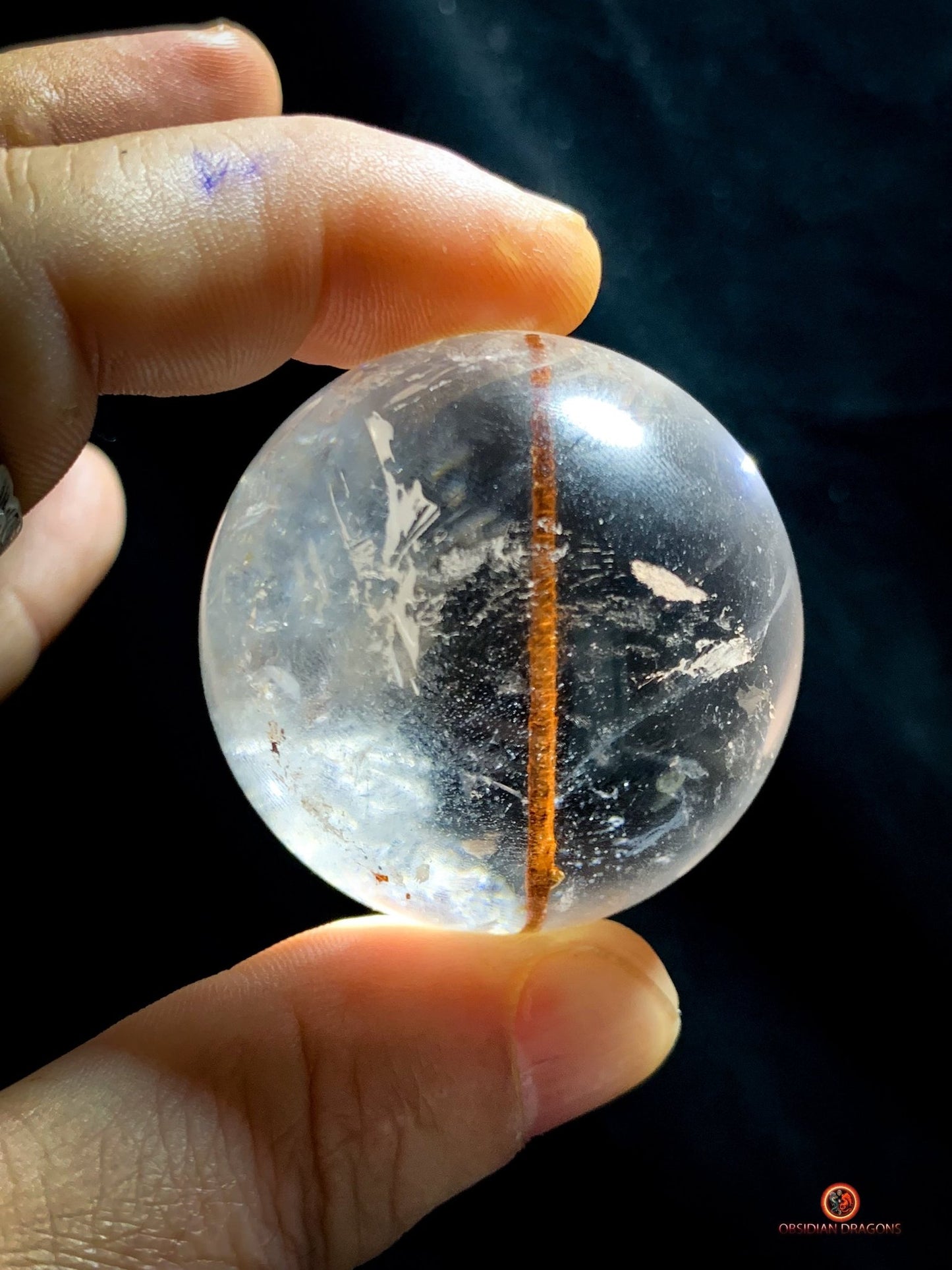 Boule de Cristal de Roche - Inclusion Unique de Tourmaline | obsidian dragons