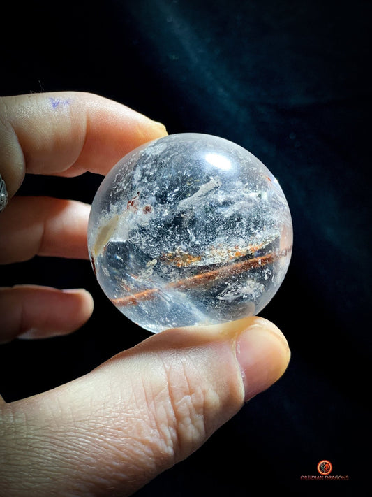Boule de Cristal de Roche - Inclusion Unique de Tourmaline | obsidian dragons