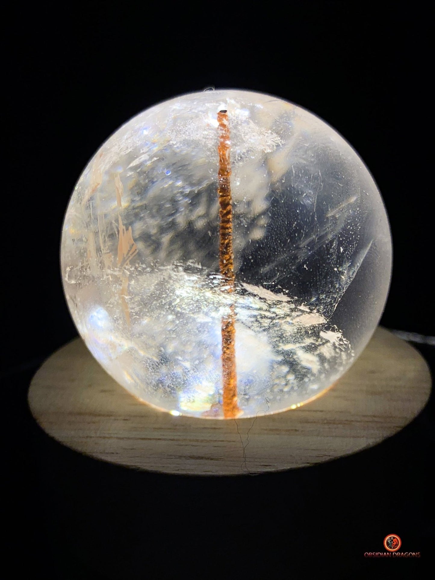 Boule de Cristal de Roche - Inclusion Unique de Tourmaline | obsidian dragons