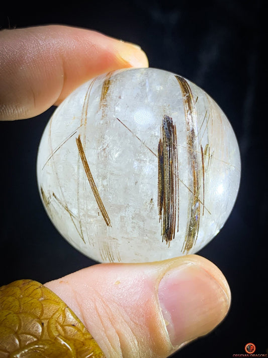 Boule de Cristal de Roche à Tourmaline et Rutile | obsidian dragons