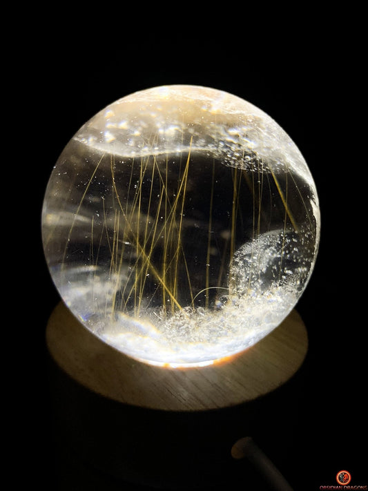 Boule de Quartz Fumé à Rutiles – Cristal Naturel du Brésil | obsidian dragons