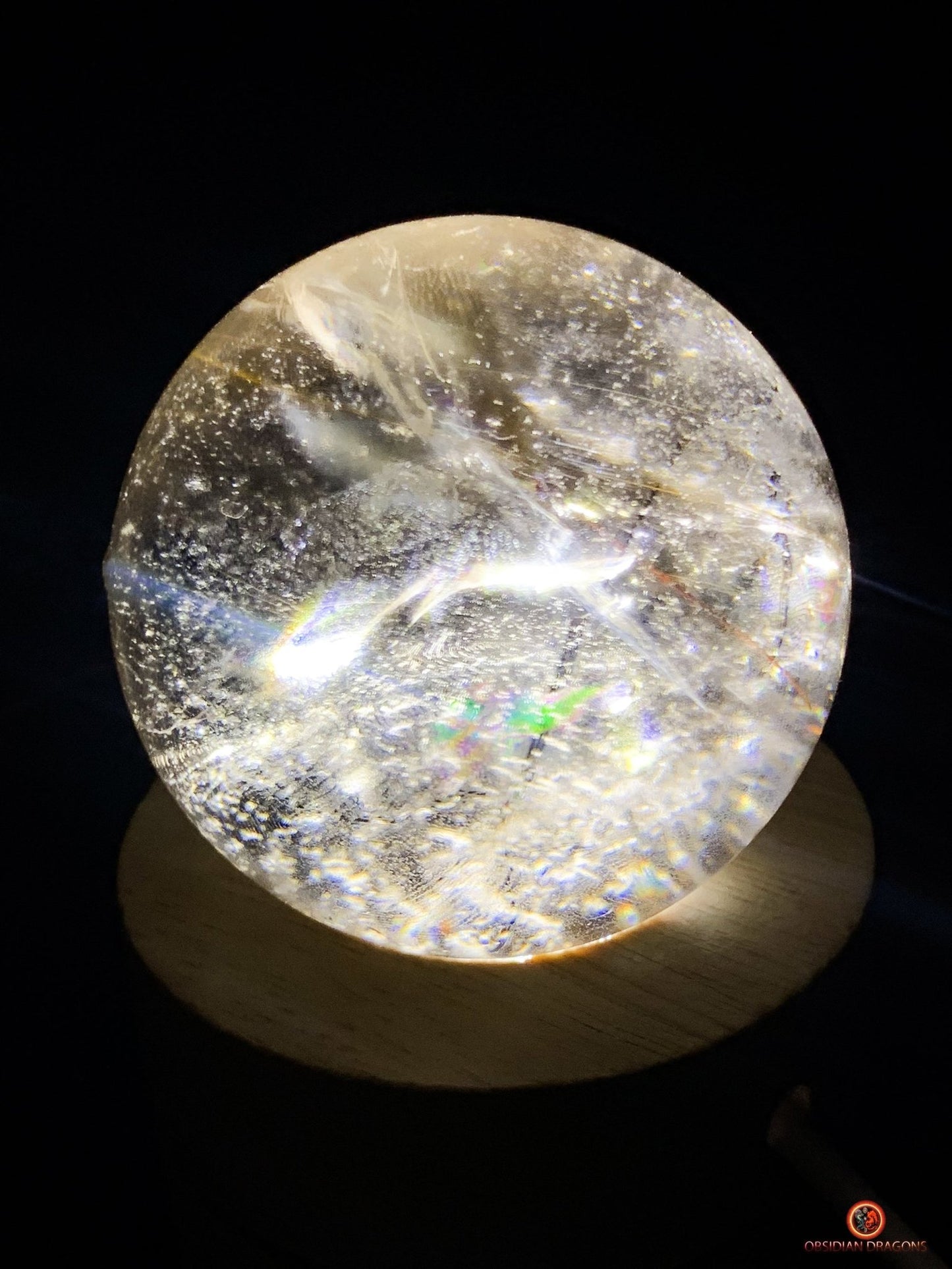 Boule de Quartz Fumé à Rutiles – Reflets Arc-en-Ciel | obsidian dragons