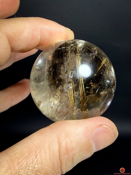 Boule de Quartz Rutile - Inclusions de Chlorites et Givres | obsidian dragons
