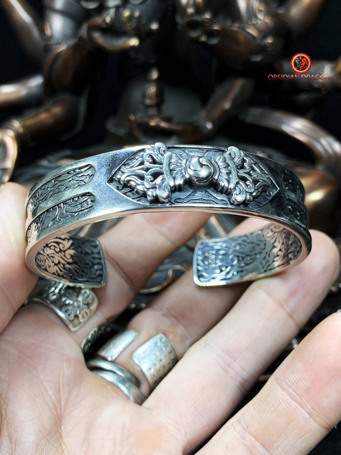 Bracelet Bouddhiste en Argent - Puissance du Dorjé | obsidian dragons