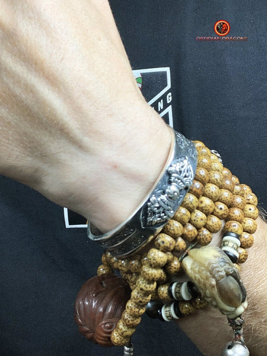 Bracelet Bouddhiste en Argent - Puissance du Dorjé | obsidian dragons
