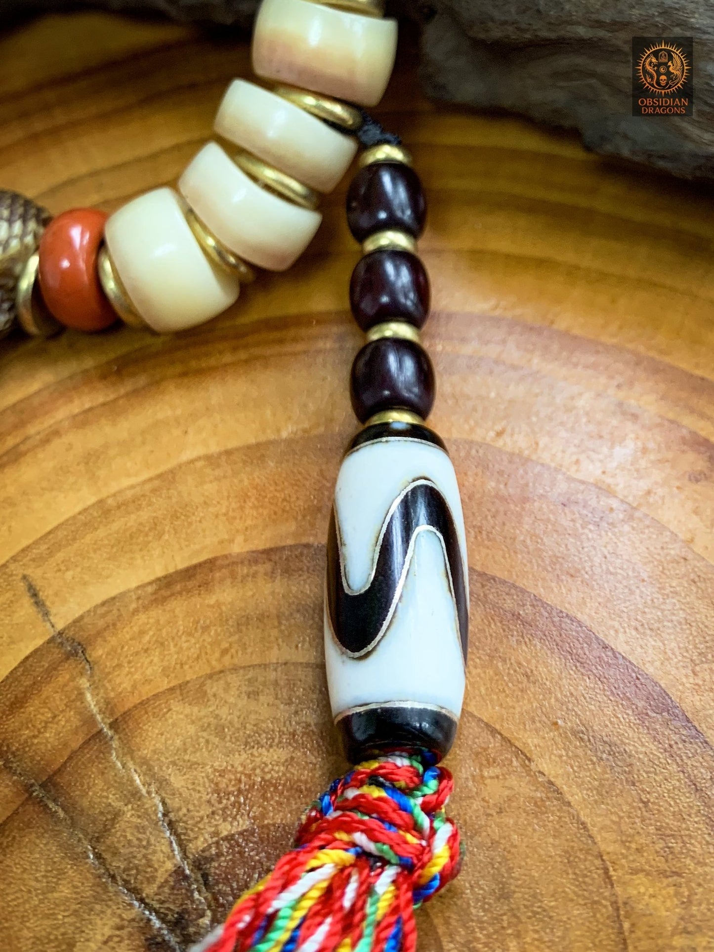 Bracelet Chamanique-Cobra et os-Rituel tantrique Himalayen | obsidian dragons