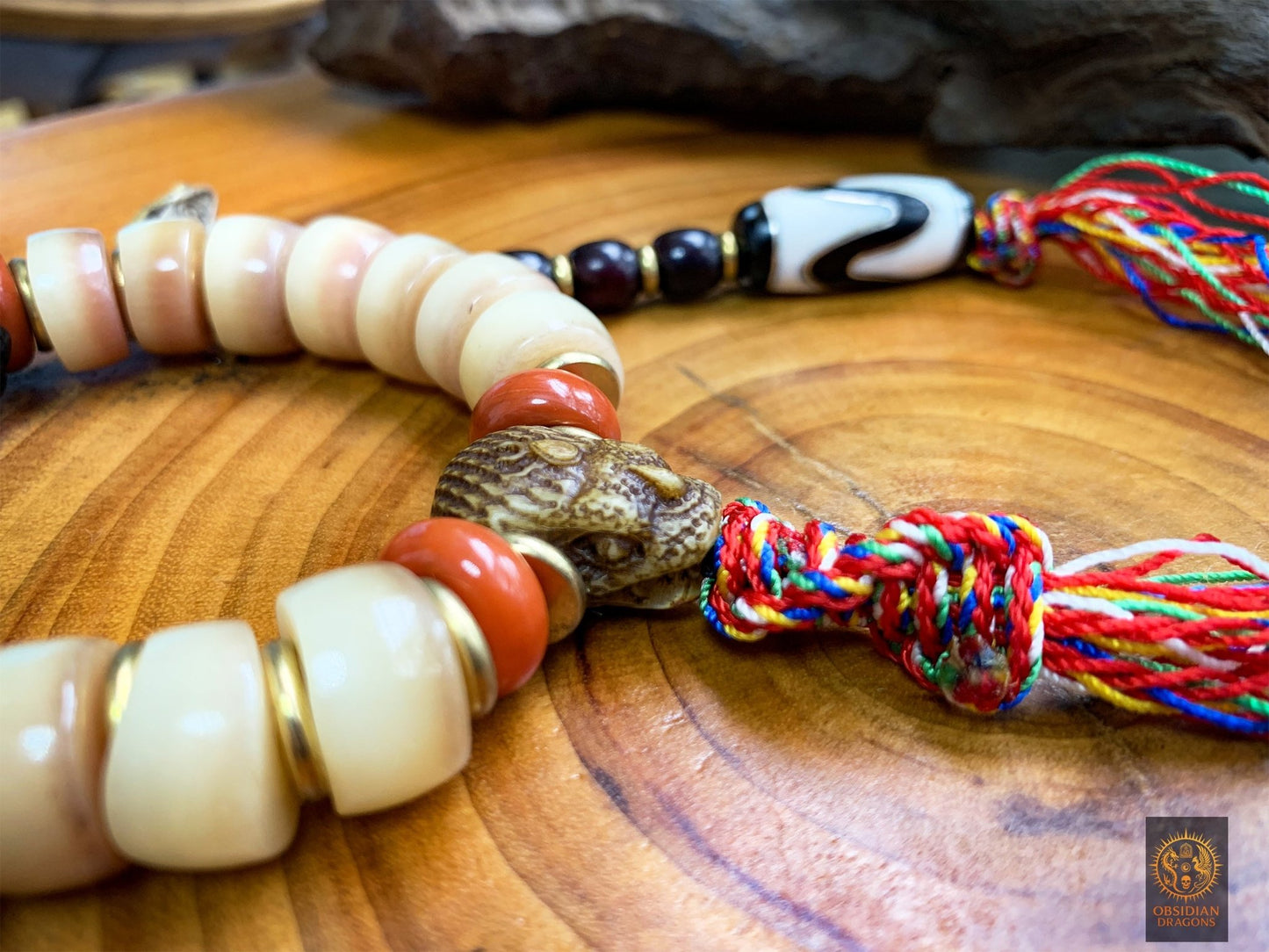 Bracelet Chamanique-Cobra et os-Rituel tantrique Himalayen