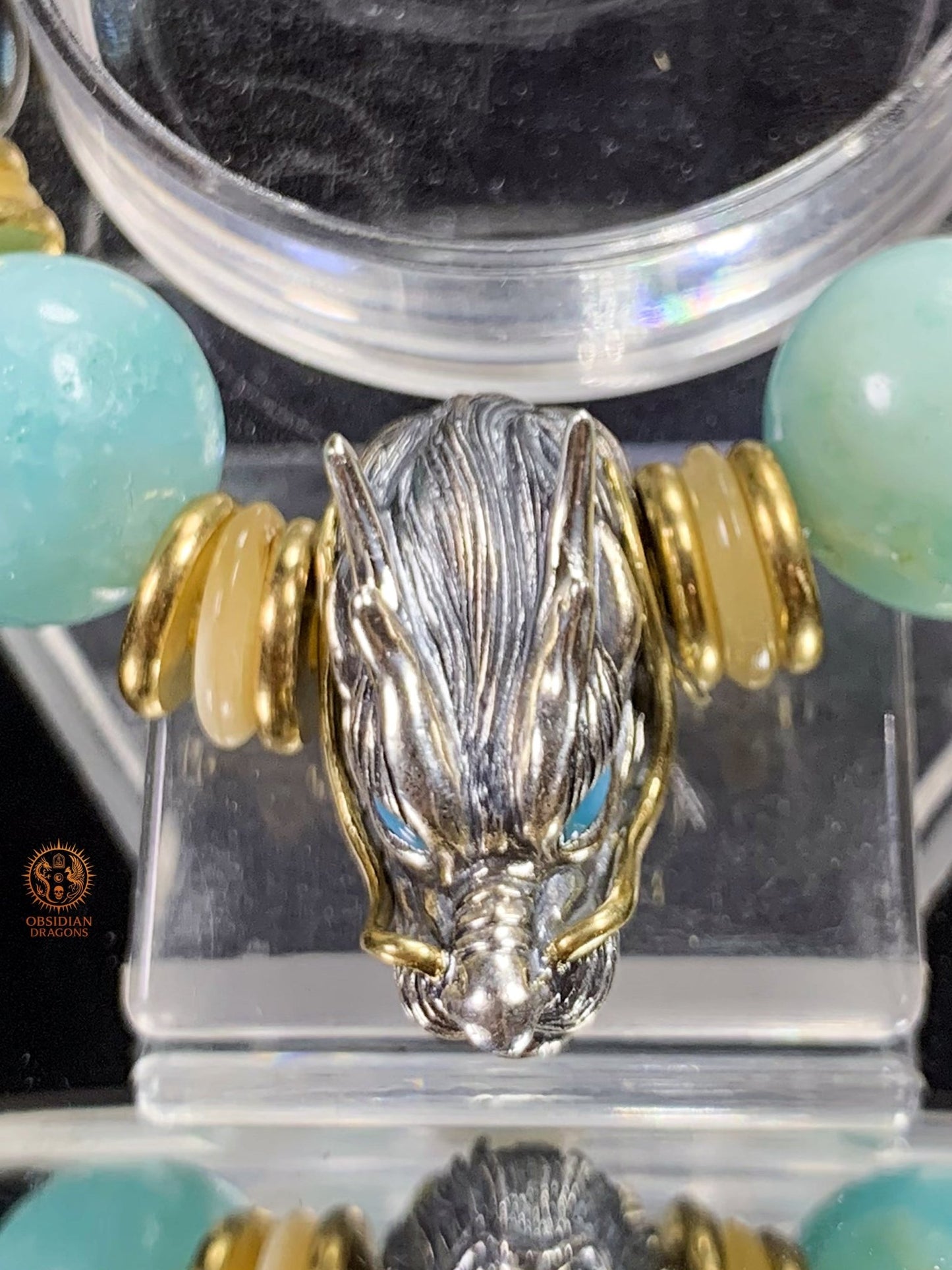 Bracelet Dragon en Argent 925 – Amazonite & Obsidienne | obsidian dragons