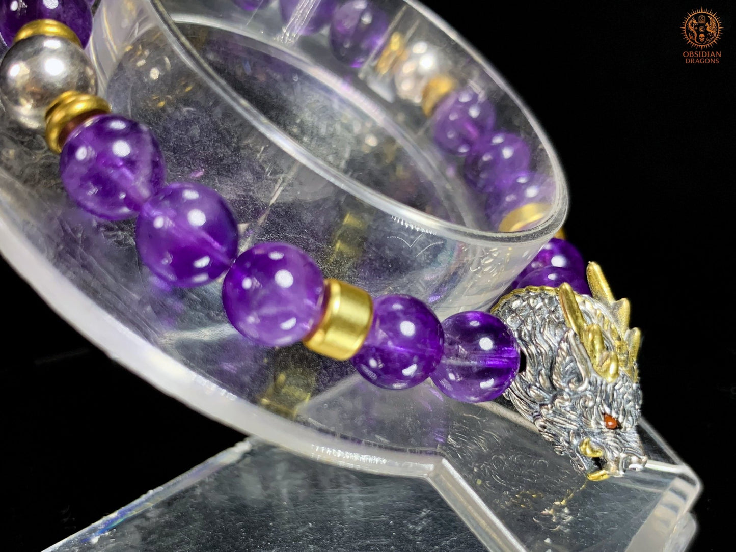 Bracelet Dragon en Améthyste et Argent 925 | obsidian dragons