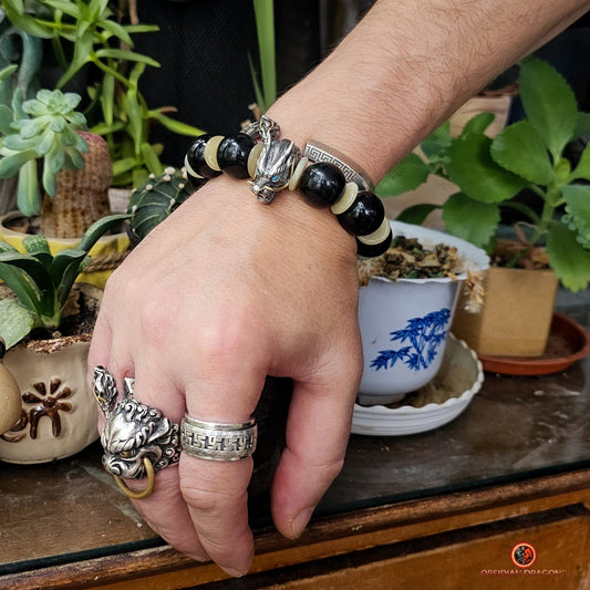 Bracelet Dragon en Obsidienne Oeil Céleste - Éveil Spirituel | obsidian dragons