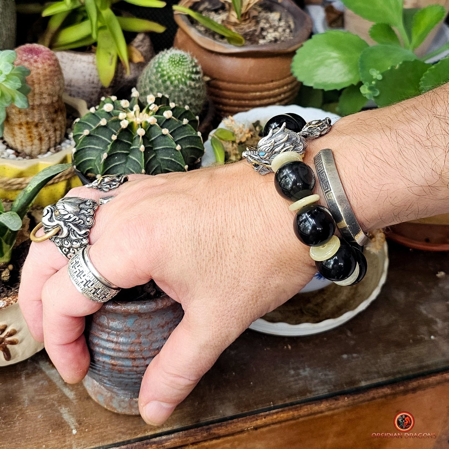 Bracelet Dragon en Obsidienne Oeil Céleste - Éveil Spirituel | obsidian dragons