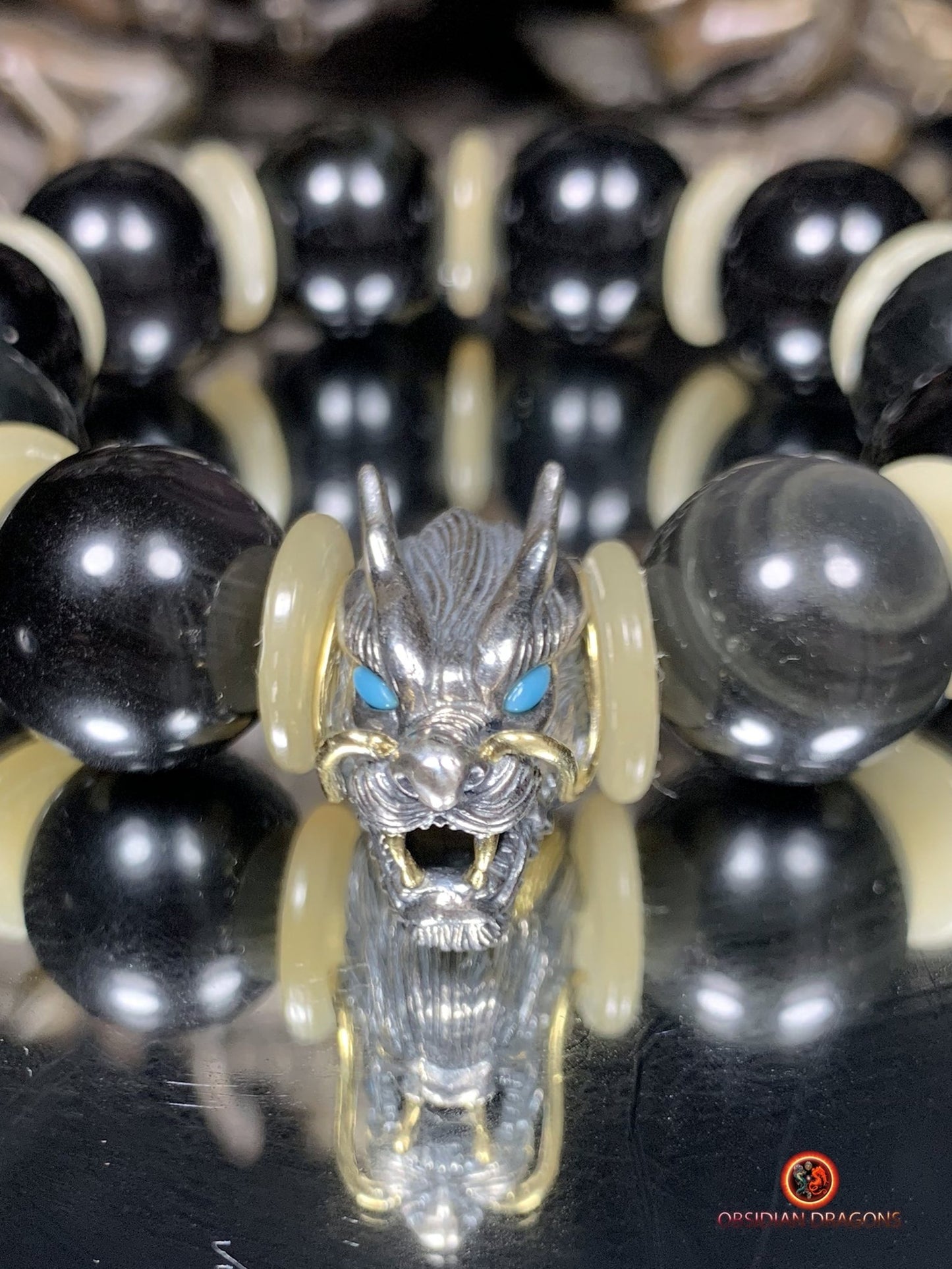 Bracelet Dragon en Obsidienne Oeil Céleste - Éveil Spirituel | obsidian dragons