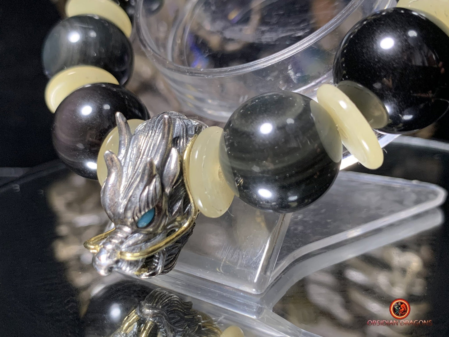 Bracelet Dragon en Obsidienne Oeil Céleste - Éveil Spirituel | obsidian dragons