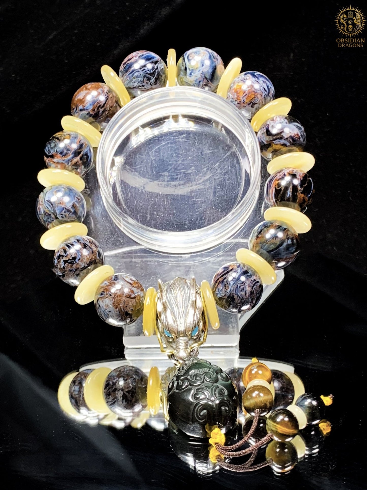 Bracelet Dragon en Pietersite et Argent 925 - Pièce Unique | obsidian dragons