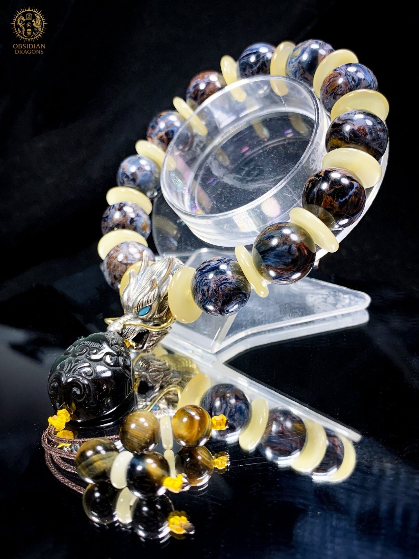 Bracelet Dragon en Pietersite et Argent 925 - Pièce Unique | obsidian dragons
