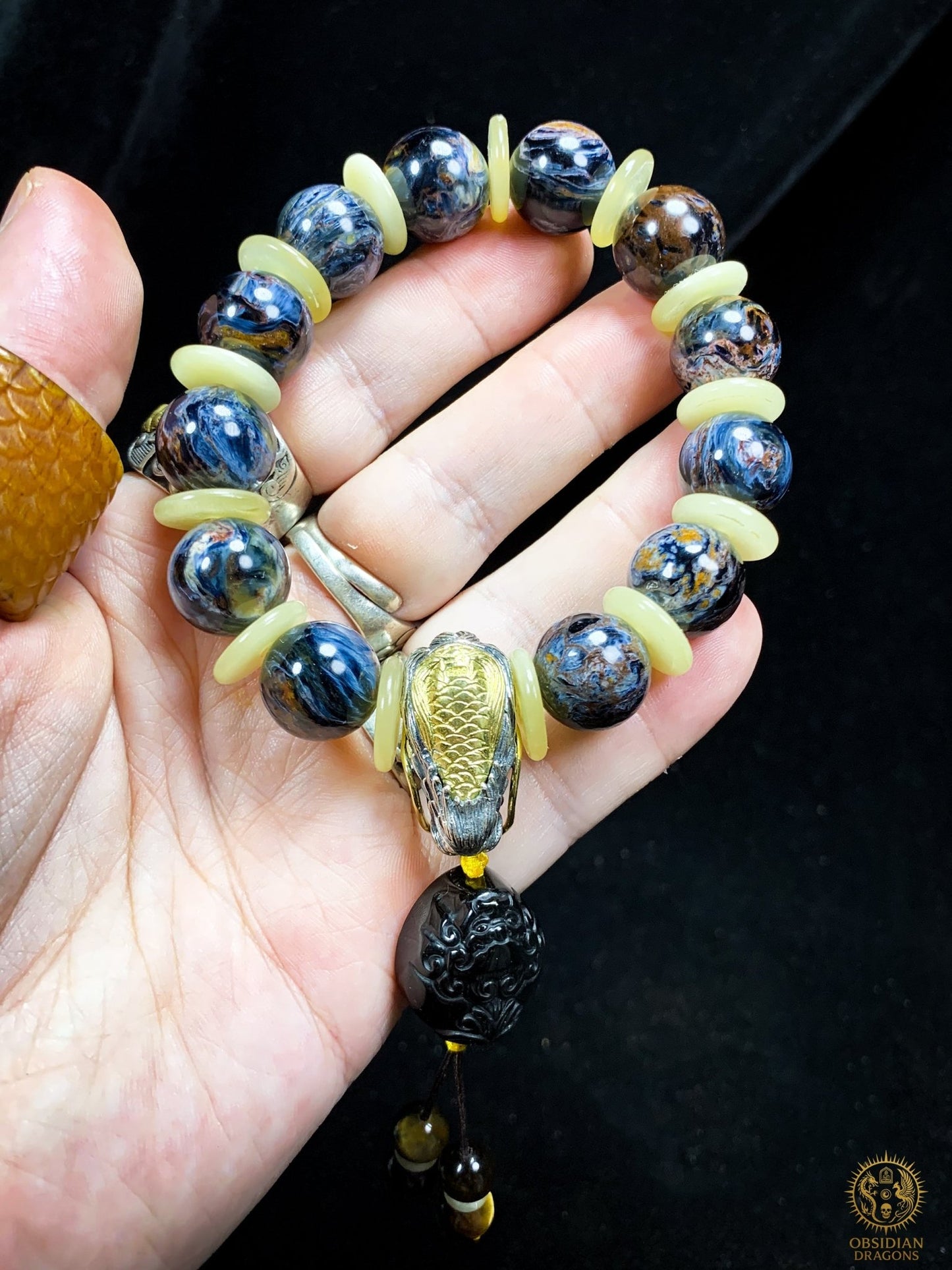 Bracelet Dragon en Pietersite et Argent 925 - Pièce Unique