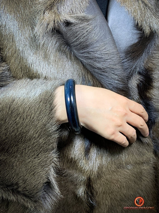 Bracelet Jonc en Œil de Faucon Naturel - Authentique et Unique | obsidian dragons