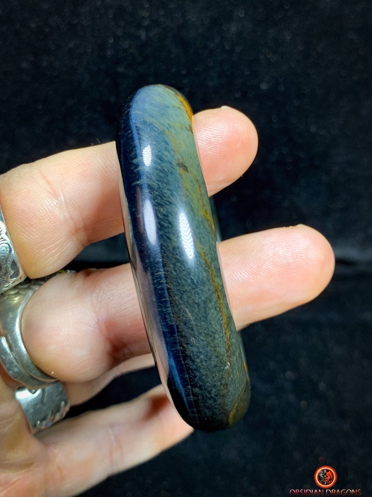 Bracelet Jonc en Œil de Faucon - Bijou Certifié Naturel - obsidian dragons