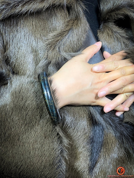 Bracelet Jonc en Œil de Faucon Naturel - Brillance et Harmonie | obsidian dragons