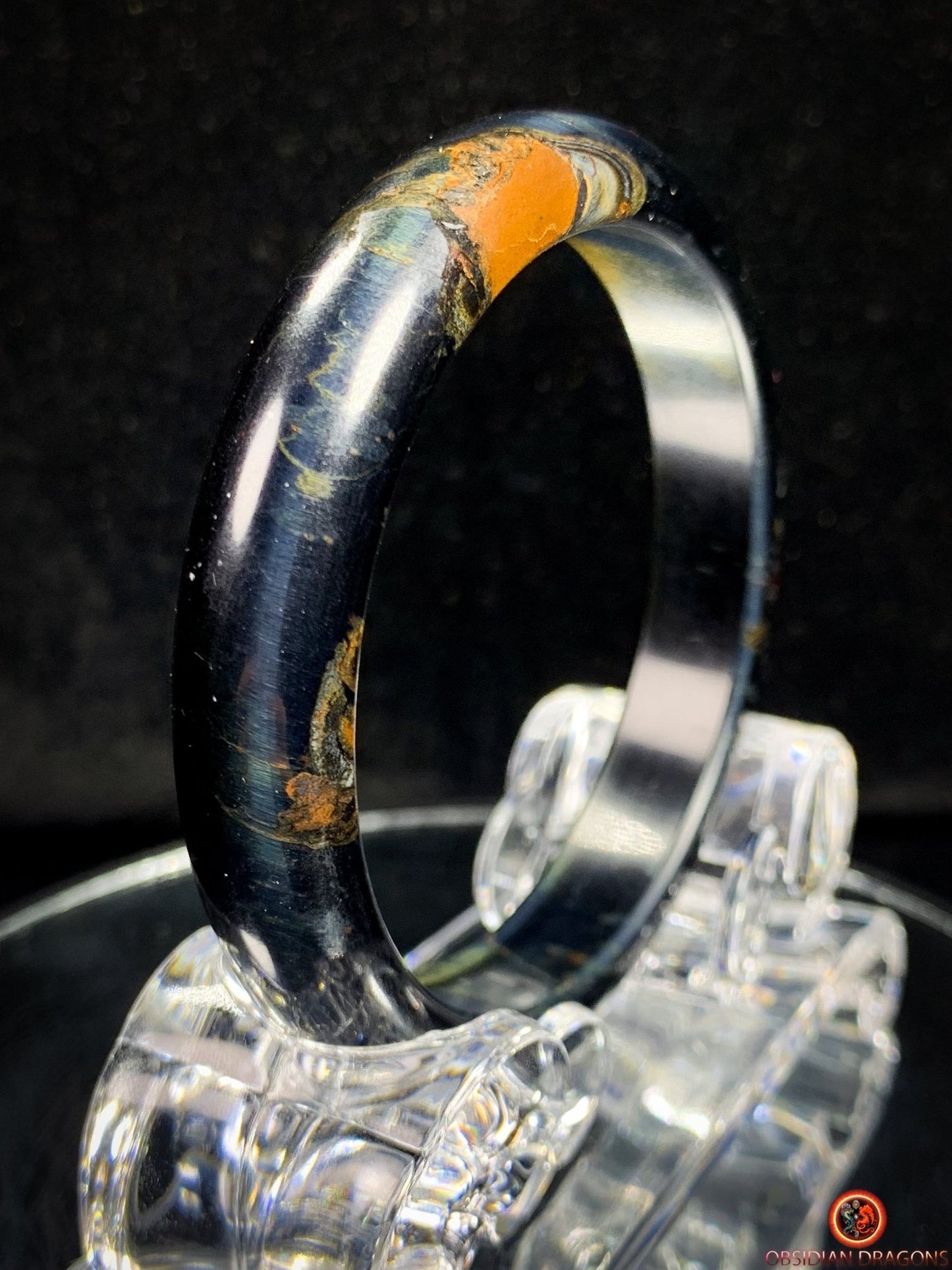 Bracelet Jonc en Œil de Faucon Naturel - Élégance et Brillance | obsidian dragons