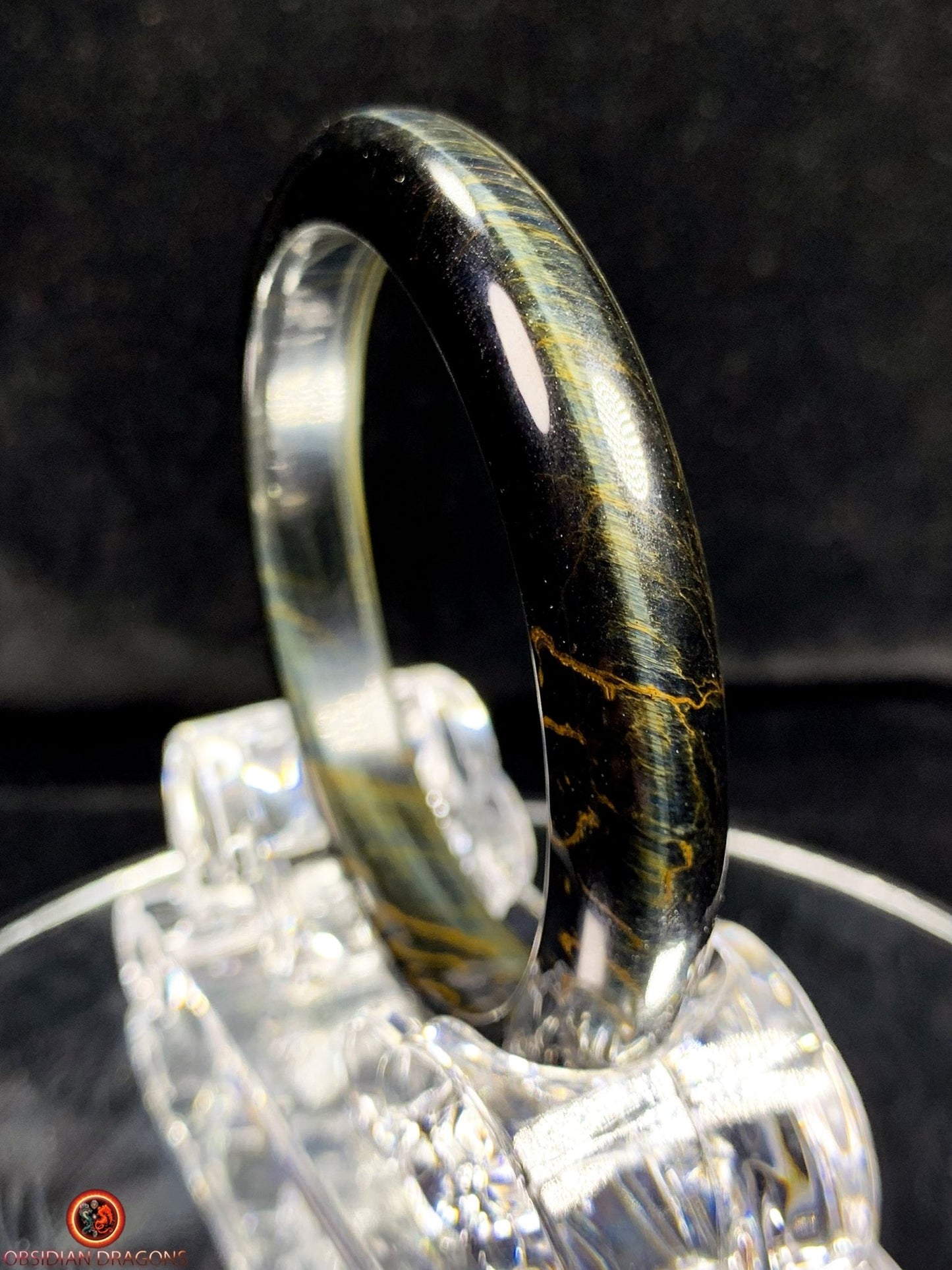 Bracelet Jonc en Œil de Faucon Naturel - Harmonie Et Éclat | obsidian dragons