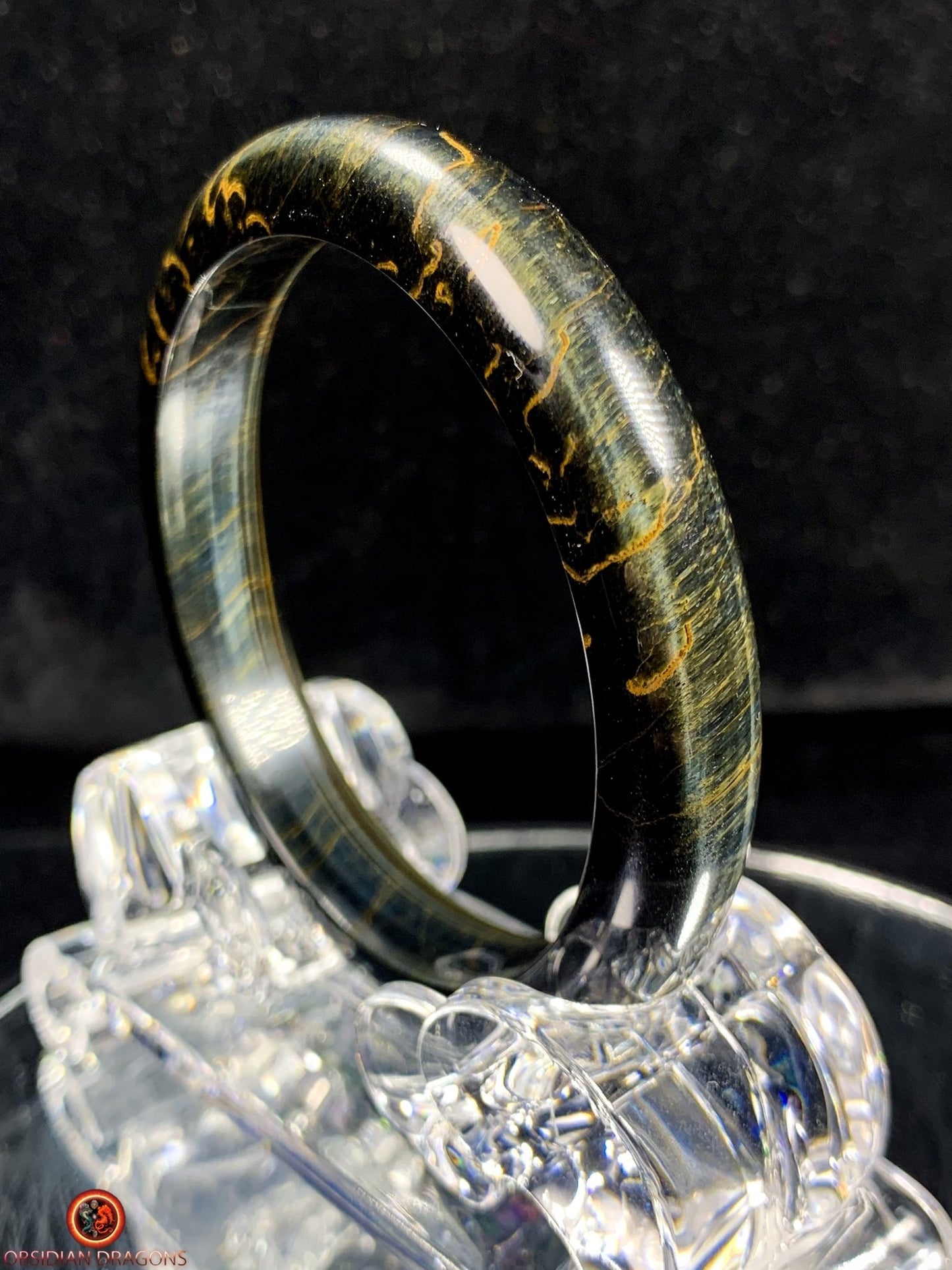 Bracelet Jonc en Œil de Faucon Naturel - Harmonie Et Éclat | obsidian dragons