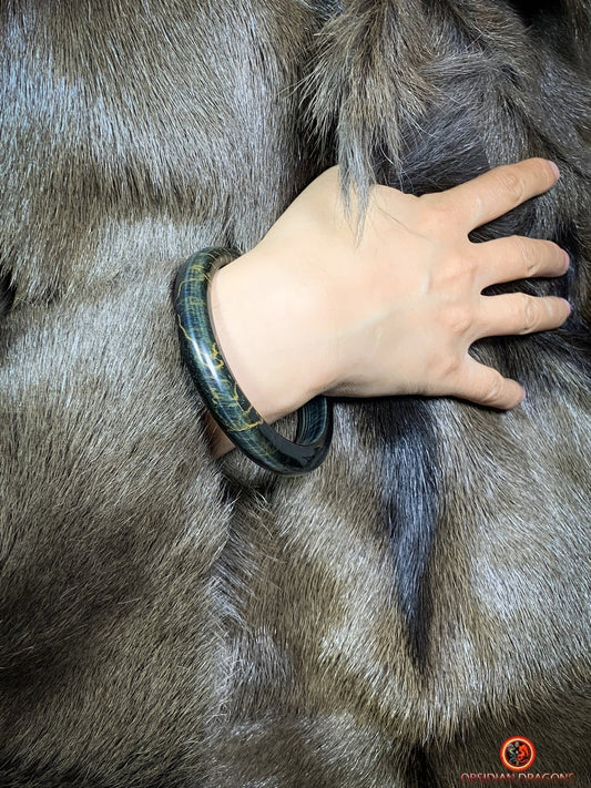 Bracelet Jonc en Œil de Faucon Naturel - Harmonie Et Éclat | obsidian dragons