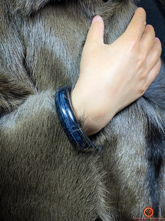 Bracelet Jonc en Œil de Faucon - Pierre Naturelle Certifiée | obsidian dragons