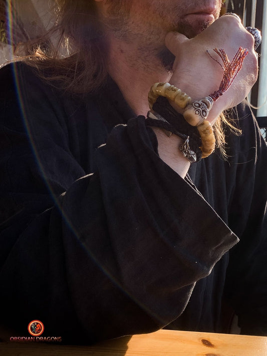 Bracelet Mala Tibétain en Os - Crânes et Citipati | obsidian dragons