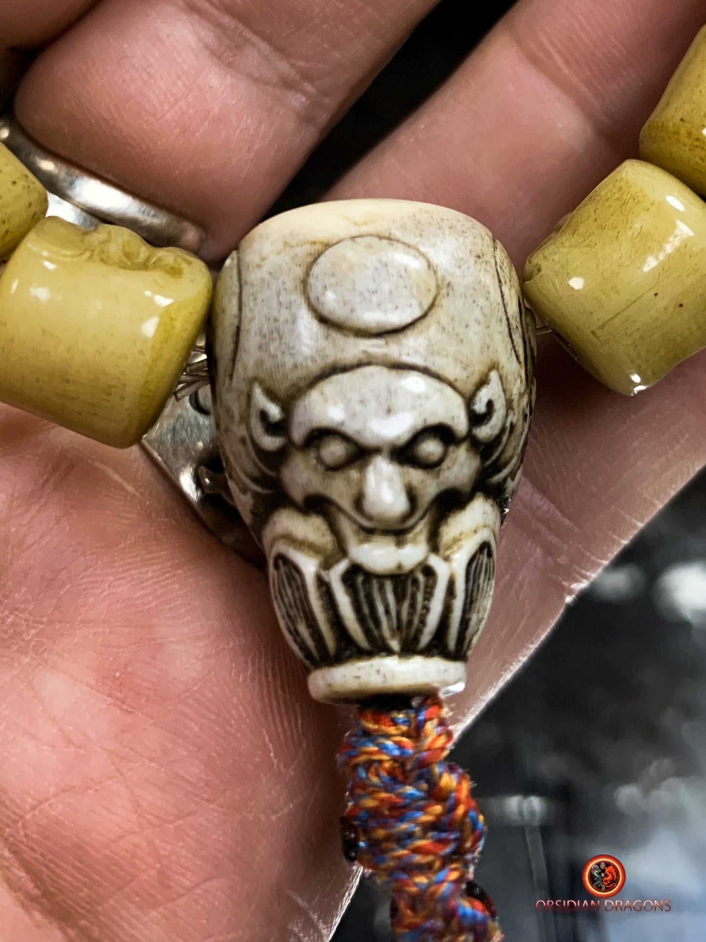 Bracelet Mala Tibétain en Os - Crânes et Citipati | obsidian dragons