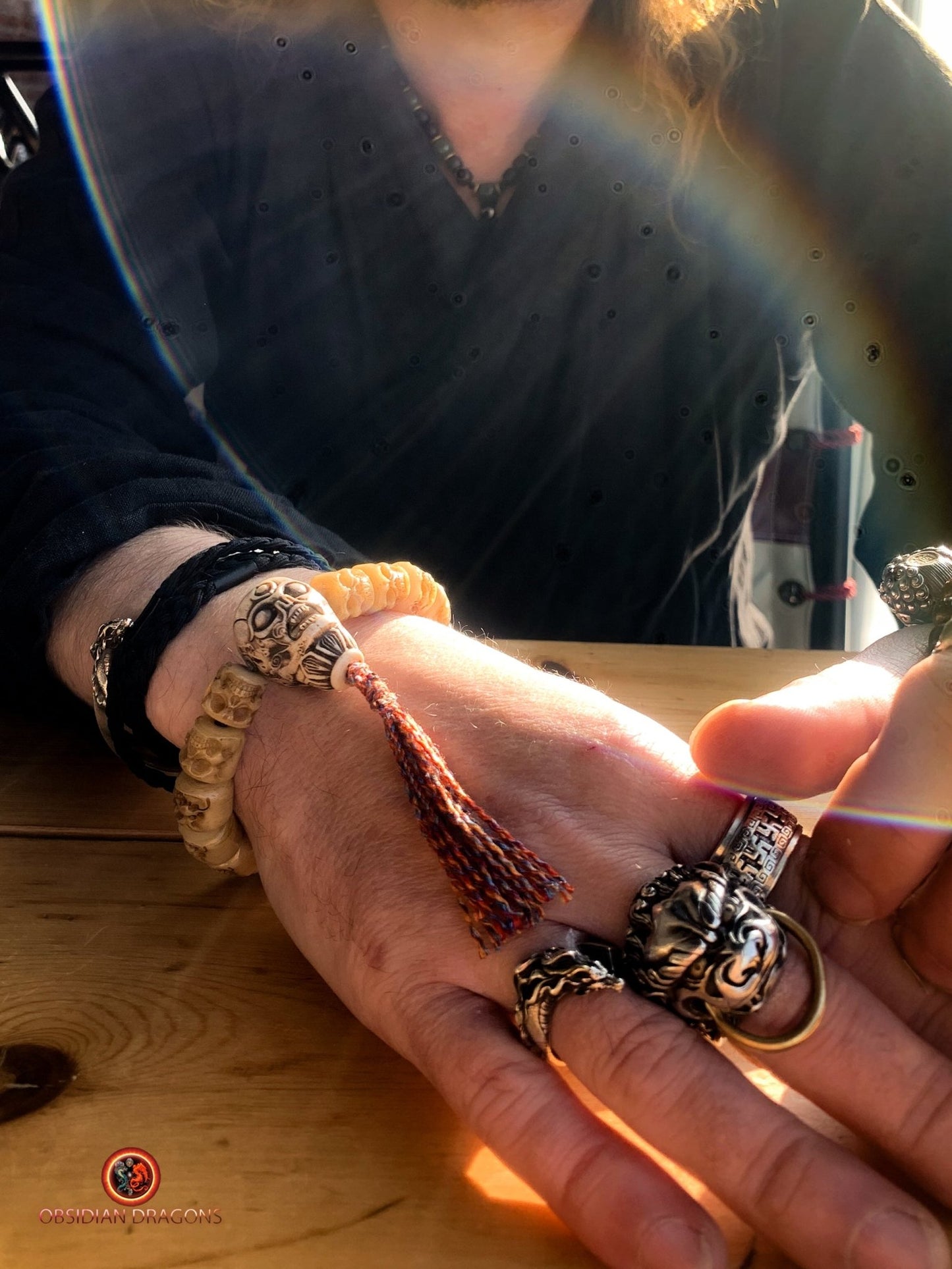 Bracelet Mala Tibétain en Os - Crânes et Citipati | obsidian dragons