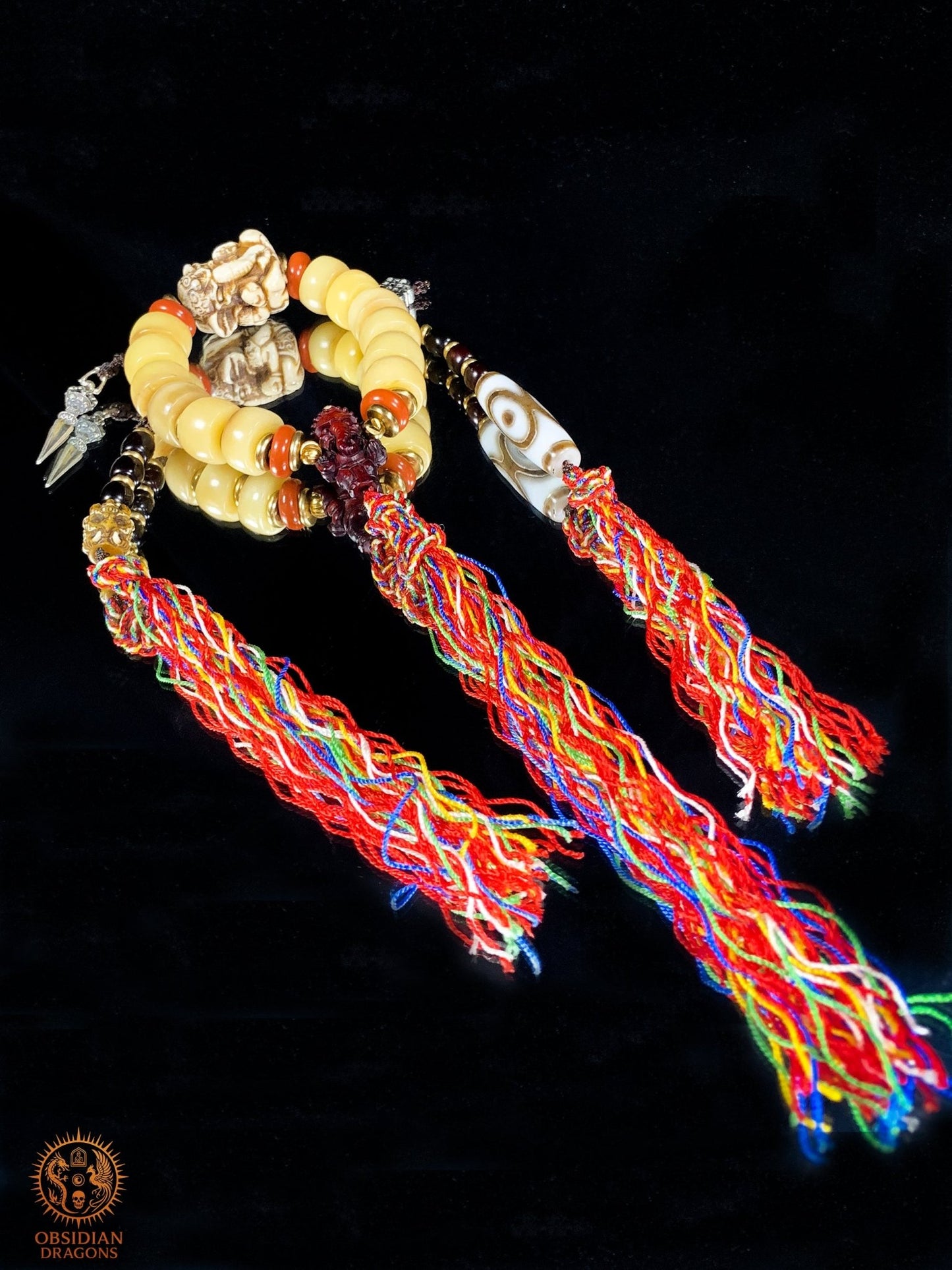 Bracelet Tantrique Tibétain en Os – Mala Ganesh | obsidian dragons