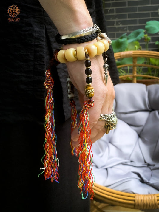 Bracelet Tantrique Tibétain en Os – Mala Ganesh | obsidian dragons
