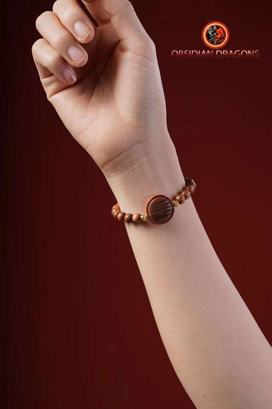 Bracelet de Protection Bouddhiste en Santal - Sak Yant Thai | obsidian dragons
